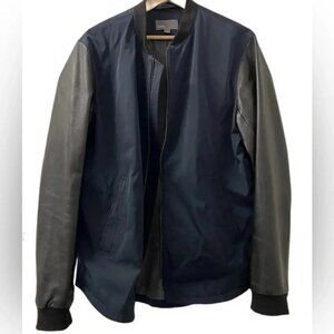 Vince nylon leather casual lightweight fill zipper long sleeves lined jacket XL